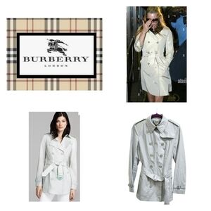 Burberry London Trench Coat Cotton Silk Belted Jacket UK10 USA8